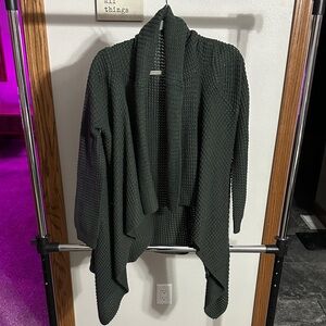 Women's Dark Green/Gray Open Front Sweater
